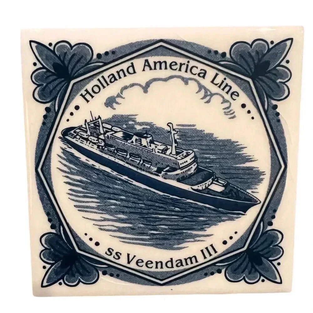Vintage Holland America Line Porcelain Coasters‎ Set of 6
